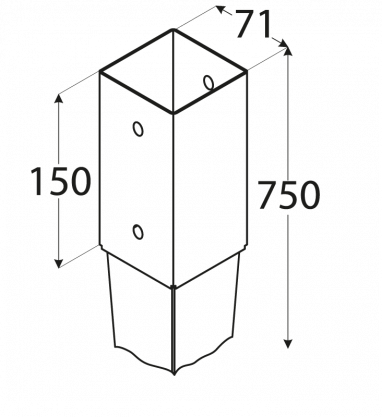 Kotwa do ziemi S 70x70x750 mm