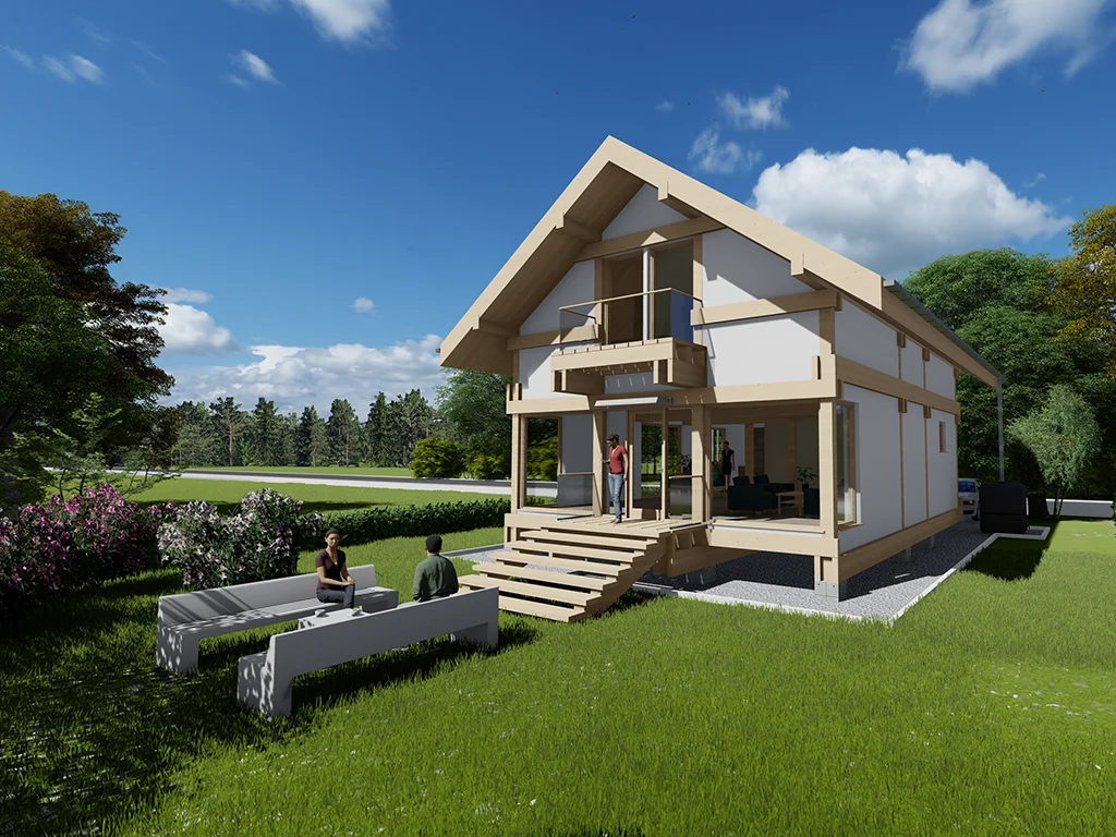 Bezpłatne projekty domów GUNB – drewno konstrukcyjne, elewacja drewniana i taras